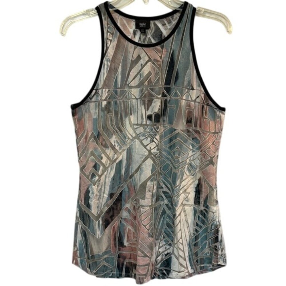 Massimo Multicolored Geometric Burnout Tank Top, Women’s Medium